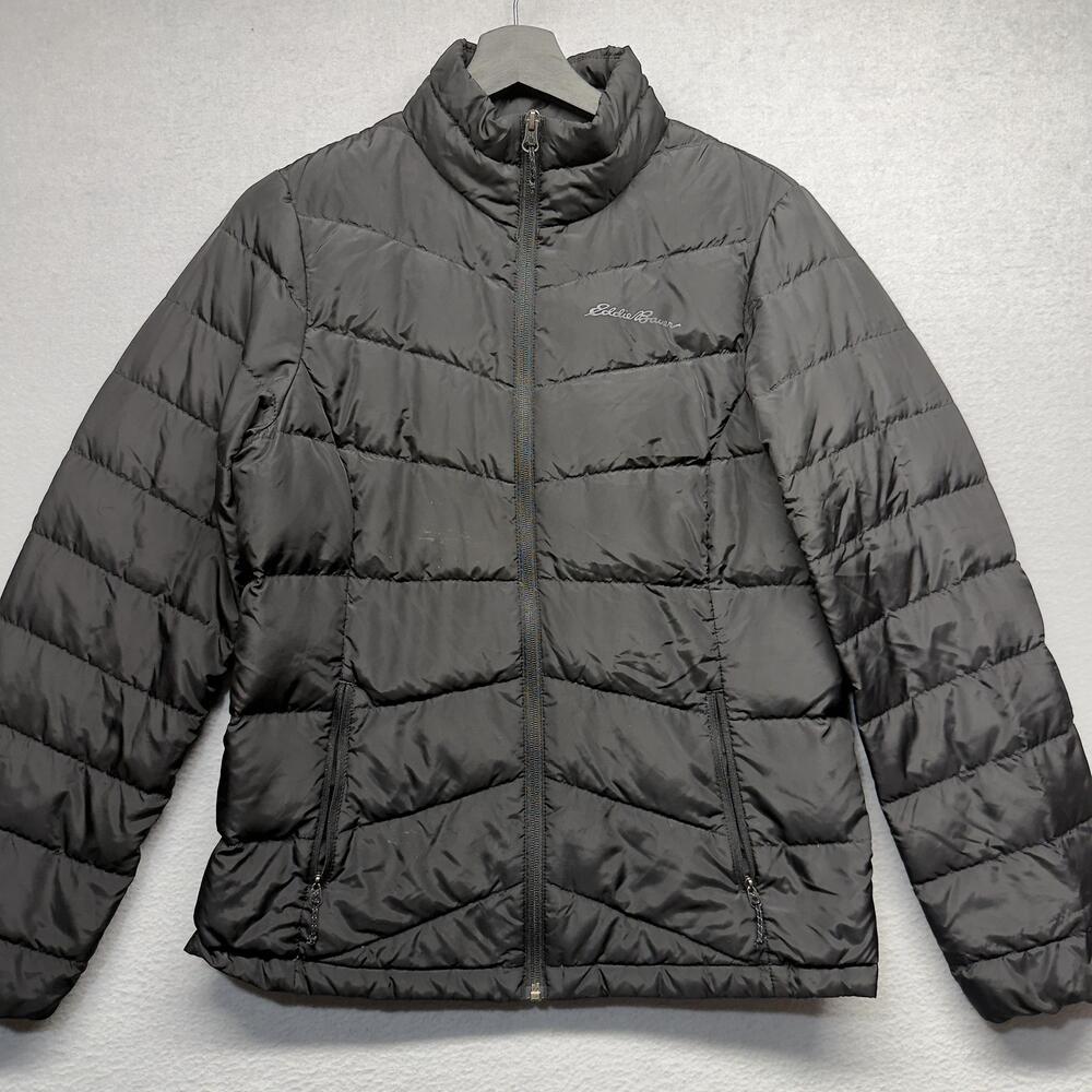 Eddie Bauer Jacket Womens Small Black EB650 Down Quilted Puffer Lightweight